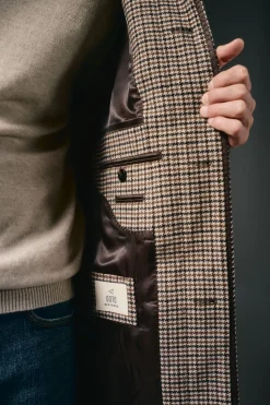 OOTO Abrigo cuadro inglesado Beige New