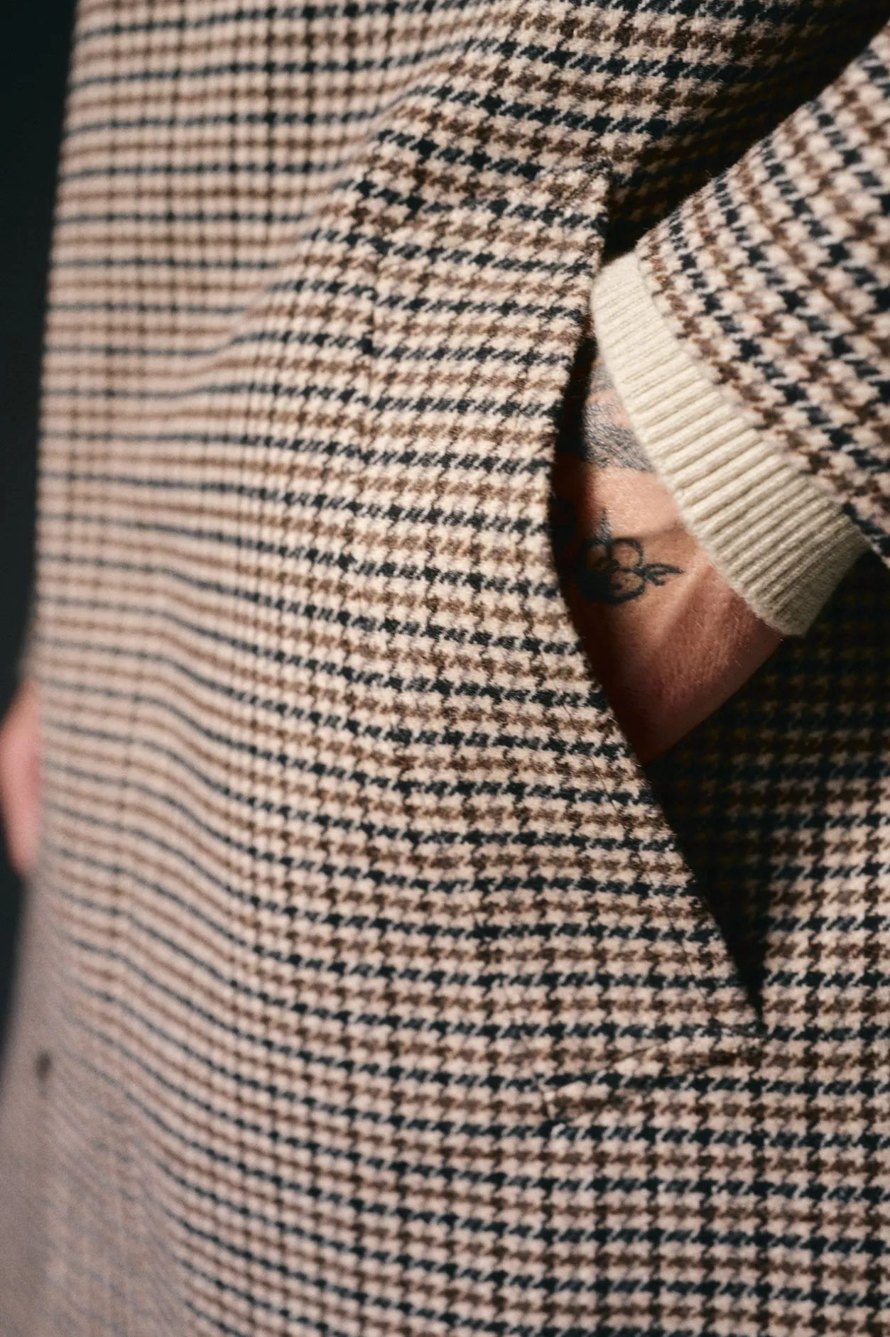 OOTO Abrigo cuadro inglesado Beige New