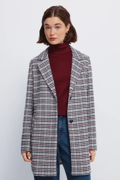 Springfield Abrigo cuadros cuello solapa burdeos Outlet