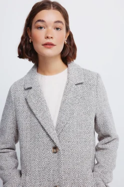 Springfield Abrigo cuadros cuello solapa gris Clearance