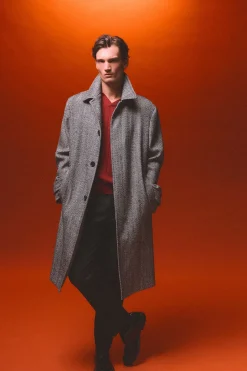 Pedro del Hierro Abrigo cuello camisero espiga Negro Clearance