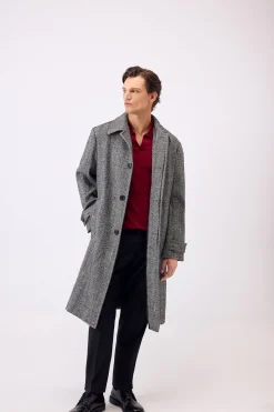 Pedro del Hierro Abrigo cuello camisero espiga Negro Clearance