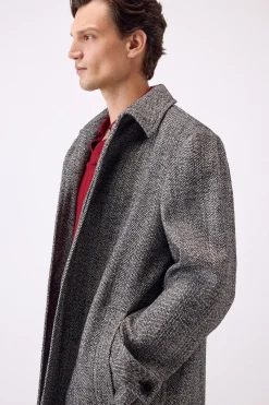 Pedro del Hierro Abrigo cuello camisero espiga Negro Clearance