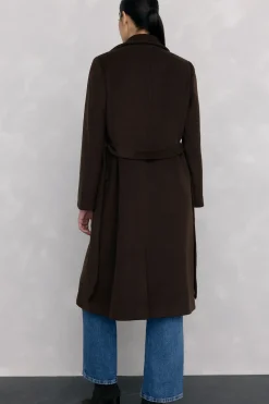 Pedro del Hierro Abrigo cuello efecto pelo Marr&oacute;n Sale