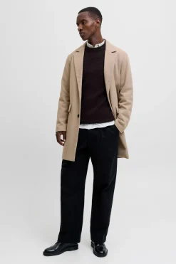 Jack & Jones Abrigo cuello italiano gris Discount