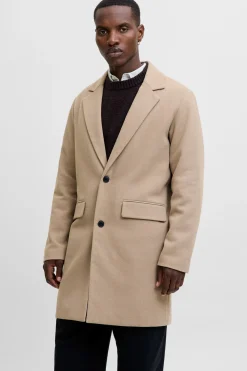 Jack & Jones Abrigo cuello italiano gris Discount