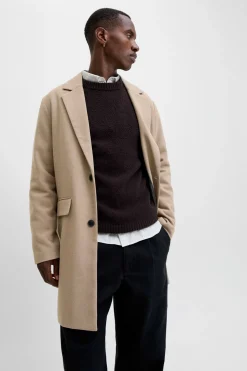 Jack & Jones Abrigo cuello italiano gris Discount