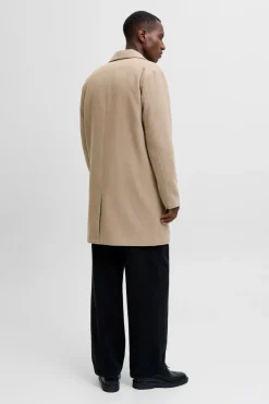 Jack & Jones Abrigo cuello italiano gris Discount