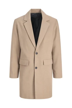 Jack & Jones Abrigo cuello italiano gris Discount