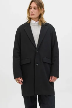 Jack & Jones Abrigo cuello italiano negro Hot