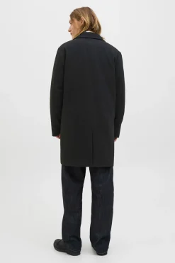Jack & Jones Abrigo cuello italiano negro Hot