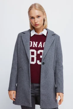 Springfield Abrigo cuello solapa tacto suave gris