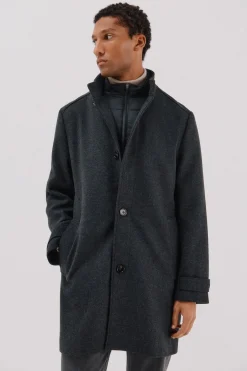 Cortefiel Abrigo cuello tira estructura Gris oscuro Online