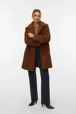 Vero Moda Abrigo de borreguito Marr&oacute;n oscuro Hot