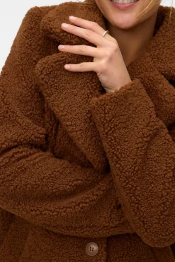Vero Moda Abrigo de borreguito Marr&oacute;n oscuro Hot
