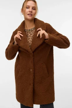 Vero Moda Abrigo de borreguito Marr&oacute;n oscuro Hot