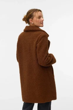 Vero Moda Abrigo de borreguito Marr&oacute;n oscuro Hot