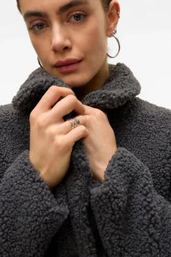 Vero Moda Abrigo de borreguito Gris oscuro Online