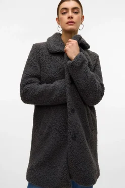 Vero Moda Abrigo de borreguito Gris oscuro Online