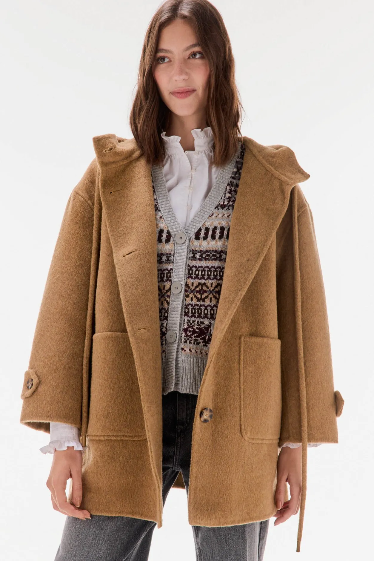 TFP by Tamara Falcó Abrigo de doble faz con capucha Marrón Outlet