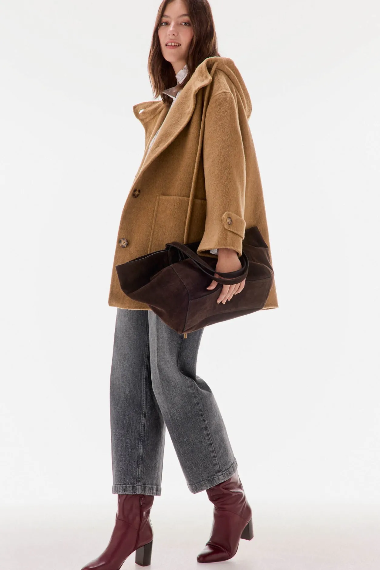 TFP by Tamara Falcó Abrigo de doble faz con capucha Marrón Outlet