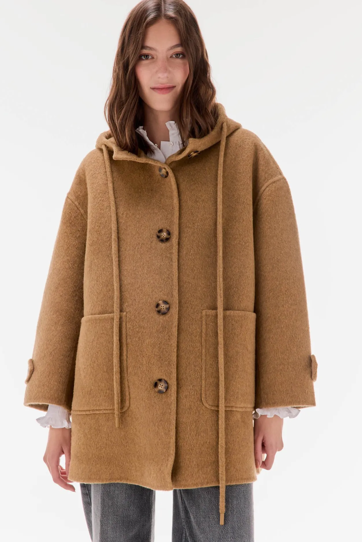 TFP by Tamara Falcó Abrigo de doble faz con capucha Marrón Outlet