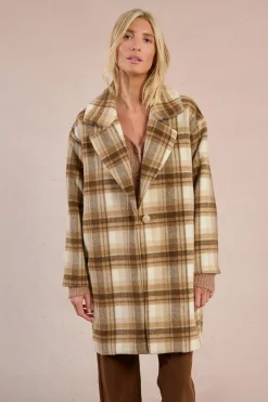 Molly Bracken Abrigo de manga larga con cuello solapa Beige Outlet