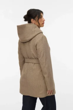 Vero Moda Curve Abrigo de paño con capucha Curve Marr&oacute;n New