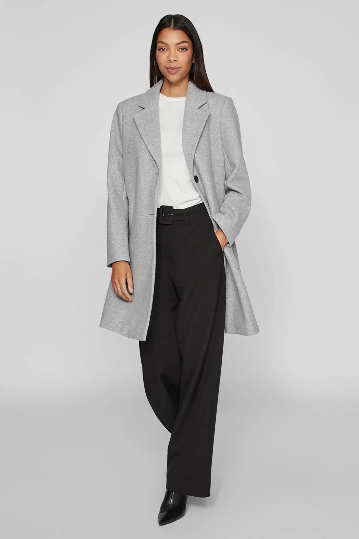 Vila Abrigo de paño con solapas Gris