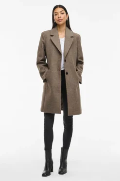 Vila Abrigo de paño con solapas Marr&oacute;n Hot