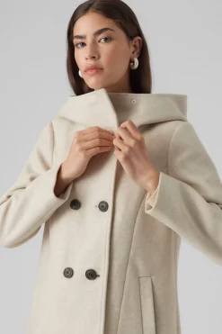Vero Moda Abrigo de paño de mujer con capucha Beige Outlet