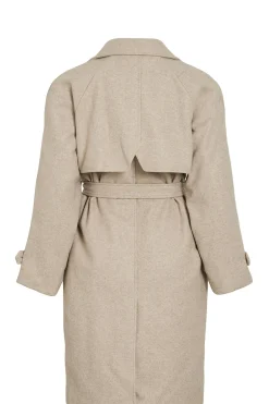 Vila Abrigo de paño largo anudado Beige Sale