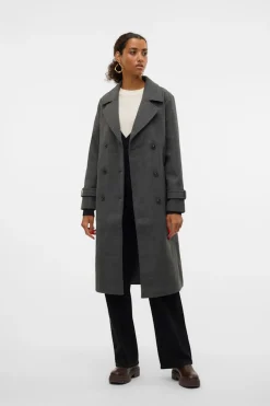 Vero Moda Abrigo de paño manga larga Gris oscuro Hot