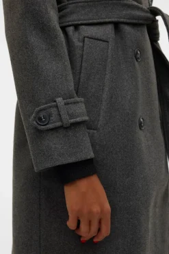 Vero Moda Abrigo de paño manga larga Gris oscuro Hot