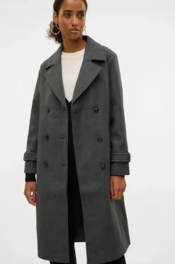 Vero Moda Abrigo de paño manga larga Gris oscuro Hot