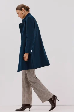 Cortefiel Abrigo doble cruce botón dorado Azul marino Discount