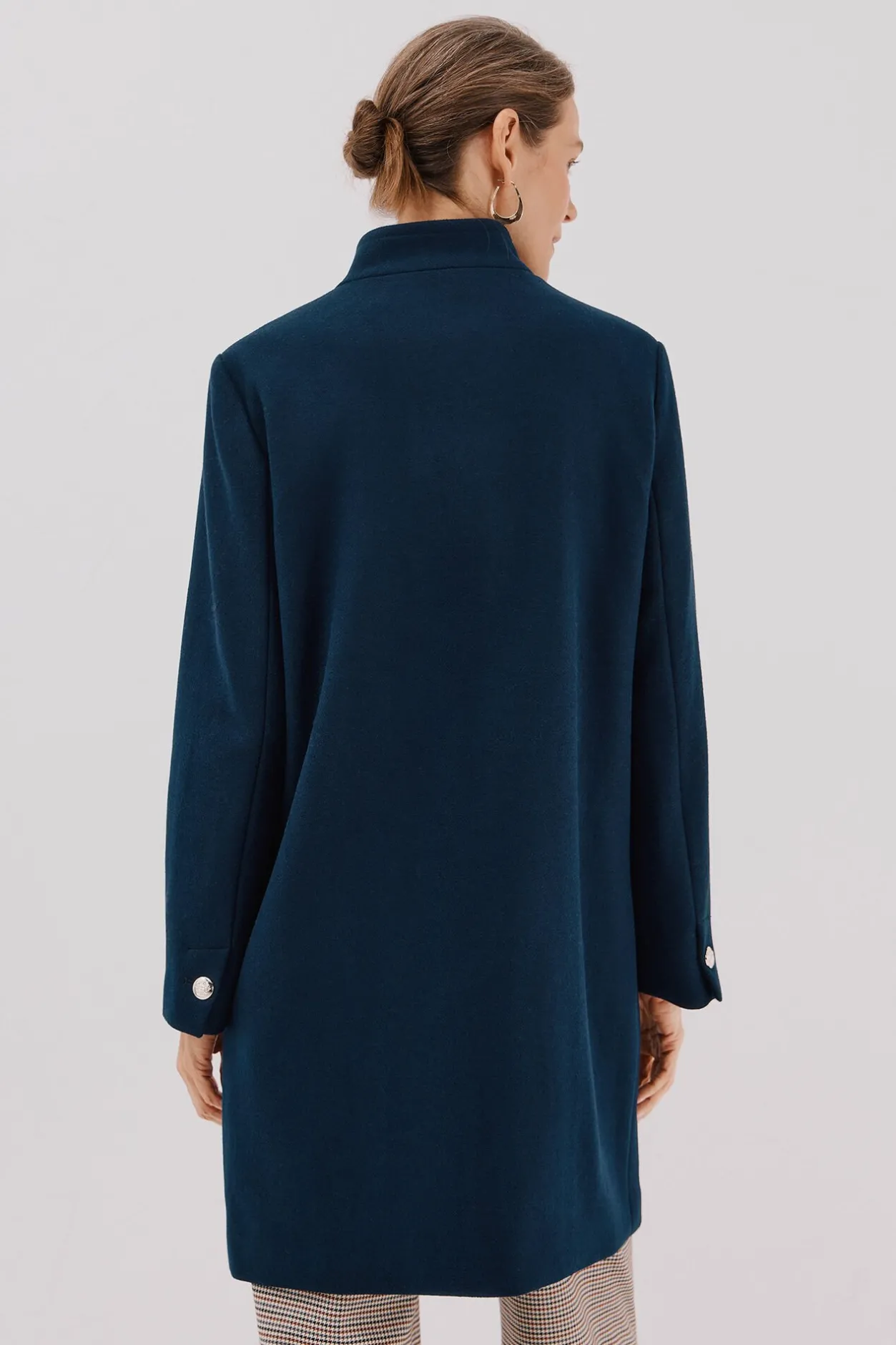 Cortefiel Abrigo doble cruce botón dorado Azul marino Discount