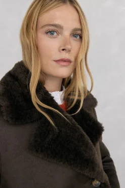 Pedro del Hierro Abrigo doble faz borrego Marr&oacute;n Hot