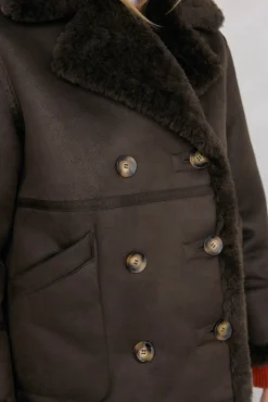 Pedro del Hierro Abrigo doble faz borrego Marr&oacute;n Hot