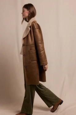 Slowlove Abrigo efecto doble faz largo Beige Best