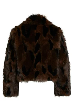 Vila Abrigo efecto pelo con solapas Marr&oacute;n oscuro Online