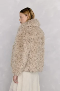 Pedro del Hierro Abrigo efecto pelo rizado Beige New