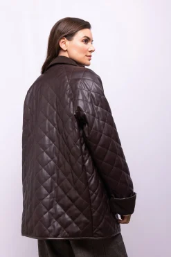 Object Abrigo efecto piel acolchado Marrón oscuro Best