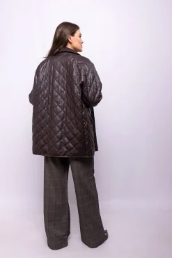 Object Abrigo efecto piel acolchado Marrón oscuro Best