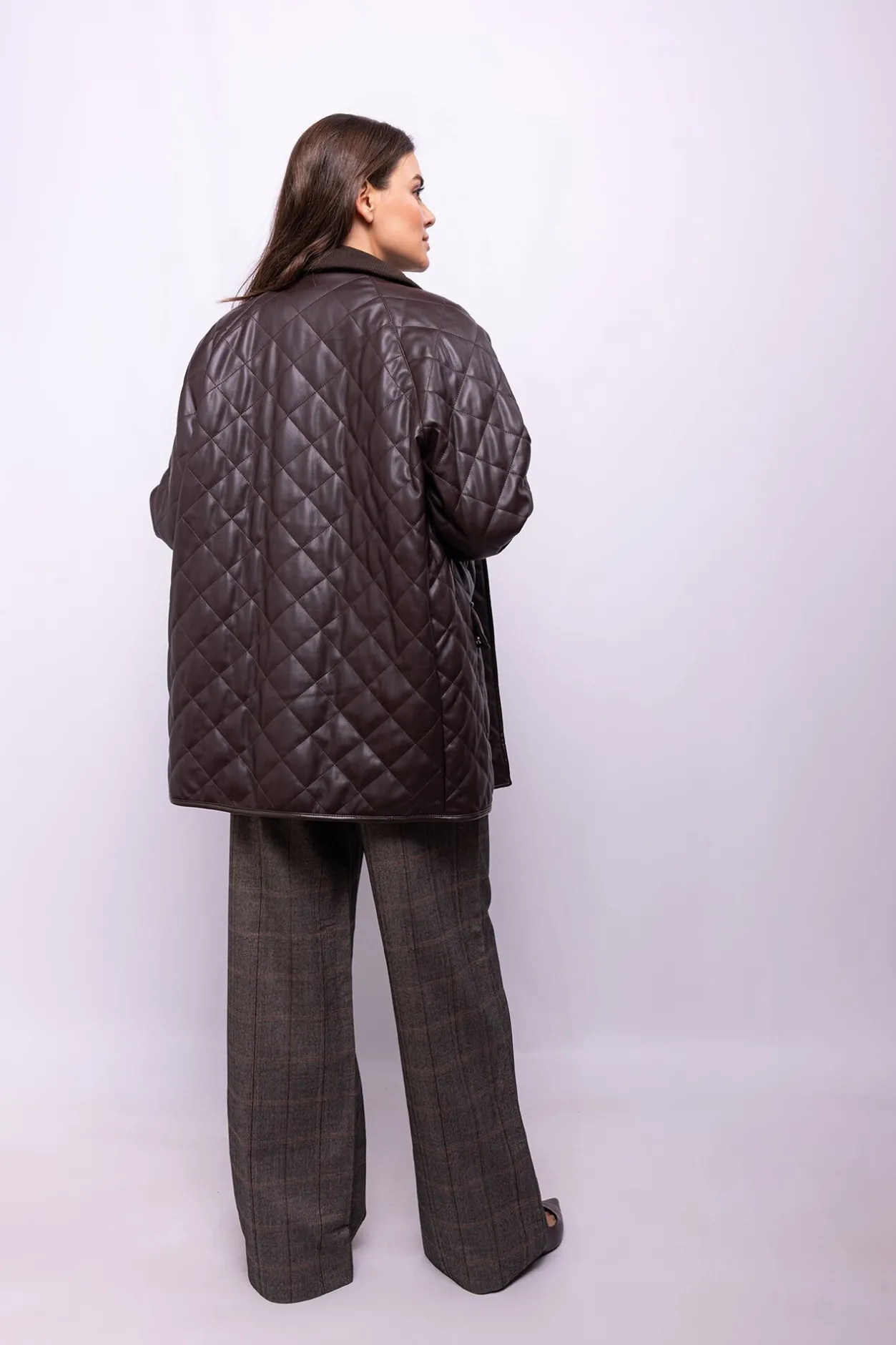 Object Abrigo efecto piel acolchado Marrón oscuro Best