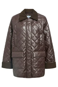 Object Abrigo efecto piel acolchado Marrón oscuro Best