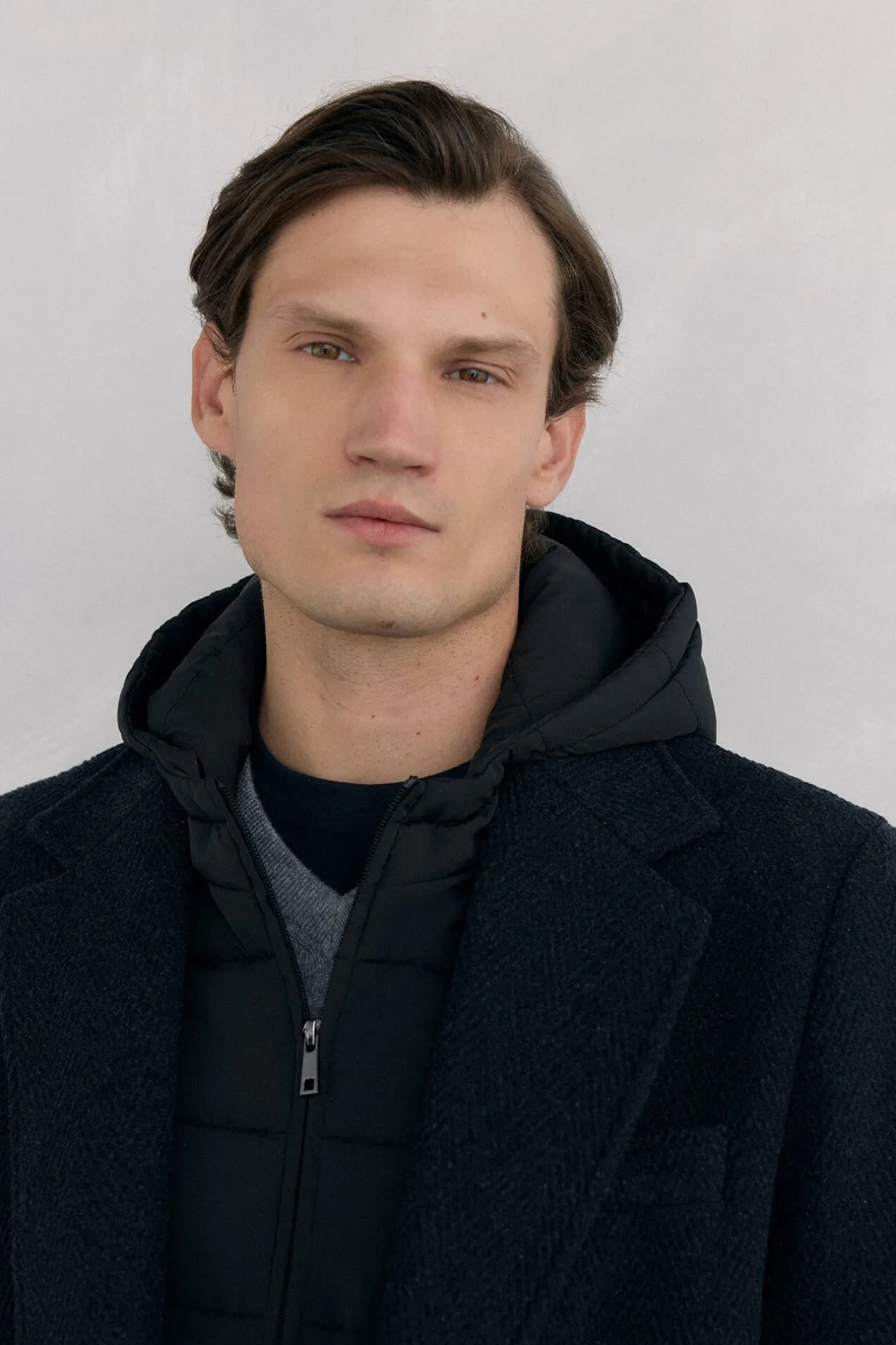 Pedro del Hierro Abrigo espiga vistas desmontables Gris Discount