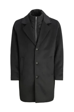 Jack & Jones Abrigo largo con cierre combinado Negro Hot
