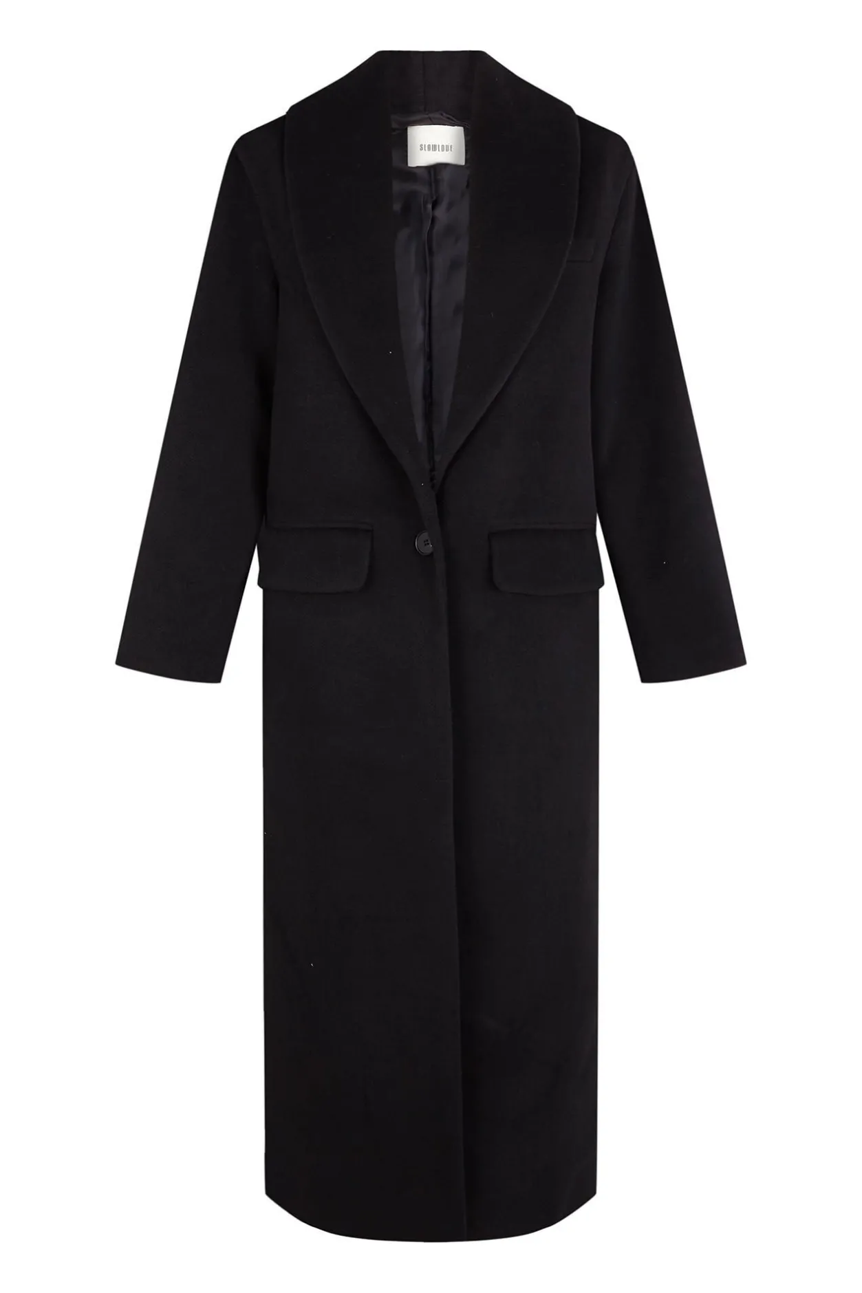 Slowlove Abrigo largo con cuello esmoquín Negro Outlet