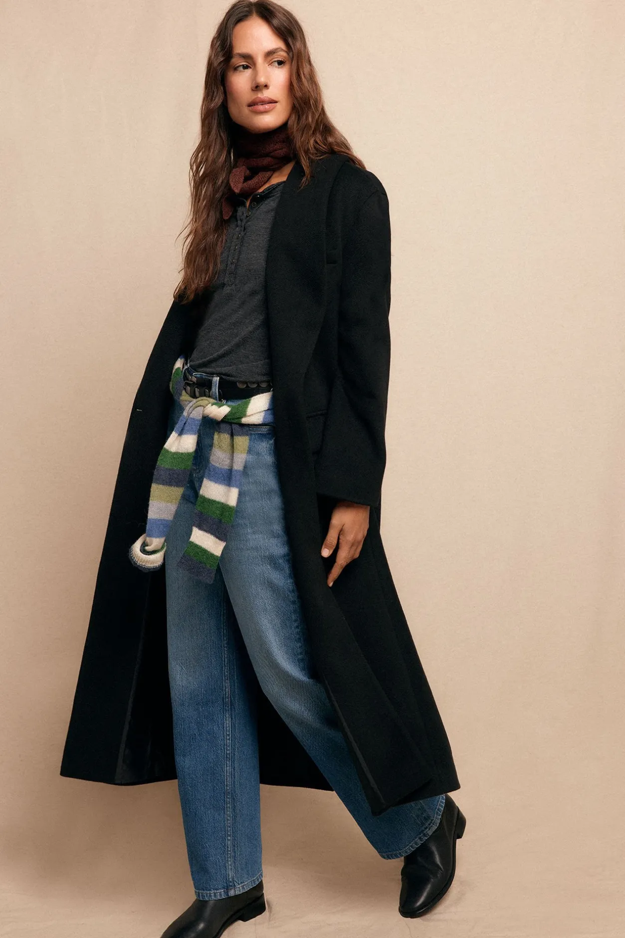 Slowlove Abrigo largo con cuello esmoquín Negro Outlet